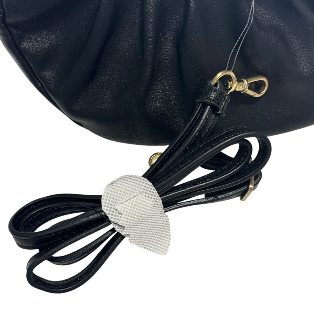 Scoop NWT Black Faux Leather Crescent Crossbody Bag Ruched Shoulder‎ Purse Moon - Picture 4 of 16